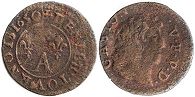 coin Dombes 1 denier 1650