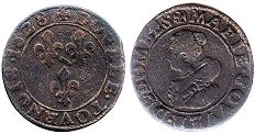 coin Dombes 2 denier 1628