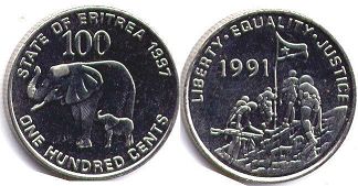 Eritrea 100 cents 1997