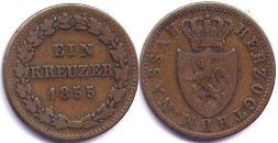 Nassau 1 kreuzer 1855