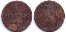 Saxony 1 pfennig 1849
