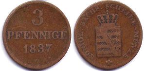 Saxony 3 pfennig 1837