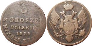coin Poland 3 grosze 1826