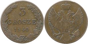 moneta Polska 3 grosze 1840