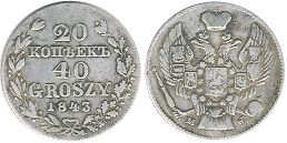 moneta Polska 40 groszy 1843