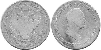 coin Poland 5 zlotych 1829