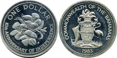 coin Bahamas 1 dollar 1983