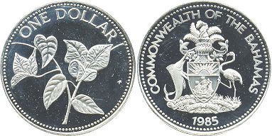 coin Bahamas 1 dollar 1985