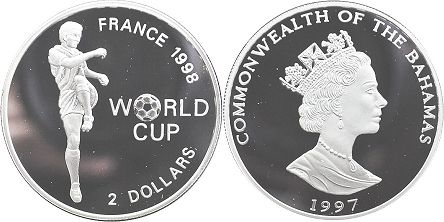 coin Bahamas 2 dollars 1997