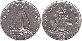 coin Bahamas 25 cents 1979