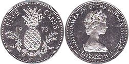 coin Bahamas 5 cents 1973