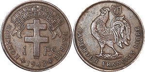 coin Cameroon 1 dranc 1943