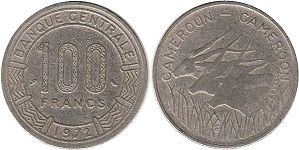 coin Cameroon 100 francs 1972