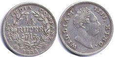 East India Company 1/4 rupee 1835