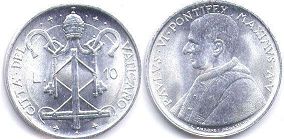 Vatican 10 lire 1967