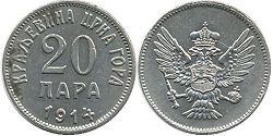 kovanice Crna Gora 20 para 1914