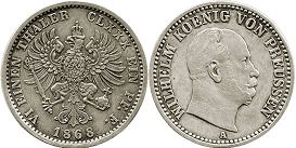 coin Prussia 1/6 taler 1868