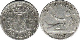 monnaie Espagne 1 peseta 1870