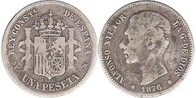 moneda España 1 peseta 1876