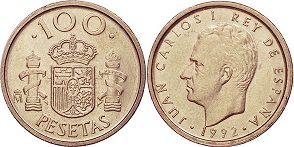 coin Spain 100 pesetas 1992