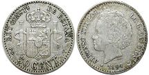 moneda España 50 centimos 1894