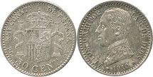 monnaie Espagne 50 centimos 1910
