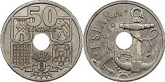 moneda España 50 centimos 1951
