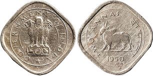 coin India 2 annas 1950
