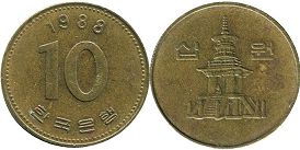 coin South Korea 10 won 1988