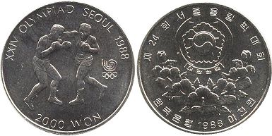 coin South Korea 2000 won 1986
