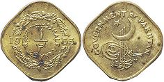 coin Pakistan 1/2 anna 1955