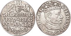 moneta Polska trojak 1581