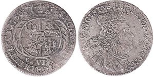 coin Poland 6 groszy (szostak) 1756