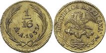moneda Mexicana 1/16 real 1833