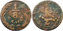 moneda Mexicana 1/8 real 1829