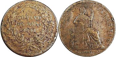 moneda Mexicana 1/8 real 1841