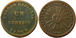 moneda Argentina 1 centavo 1854