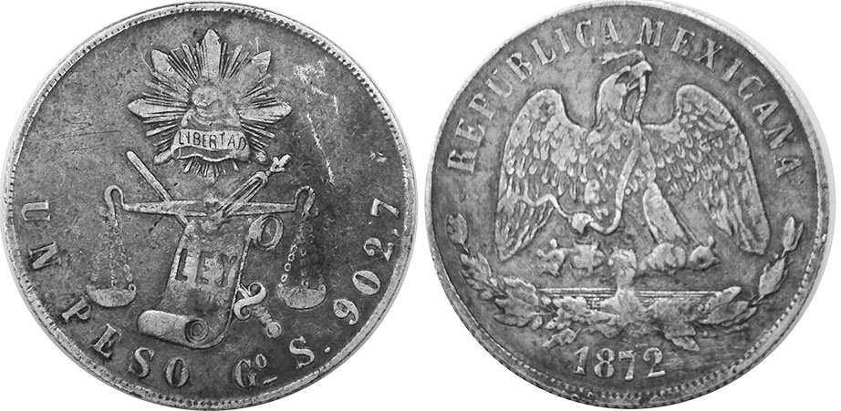 Mexican coin 1 peso 1872