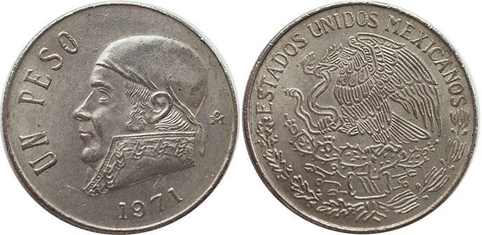 Mexican coin 1 peso 1971