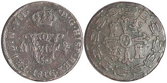 coin Mexico 2/4 senal 1816
