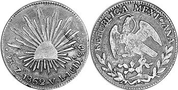 moneda Mexicana 2 reales 1862