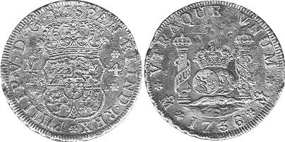 coin Mexico 4 reales 1736