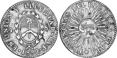 coin Argentina 4 soles 1832