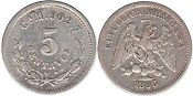 moneda Mexicana 5 centavos 1893