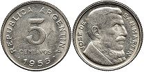 coin Argentina 5 centavos 1953