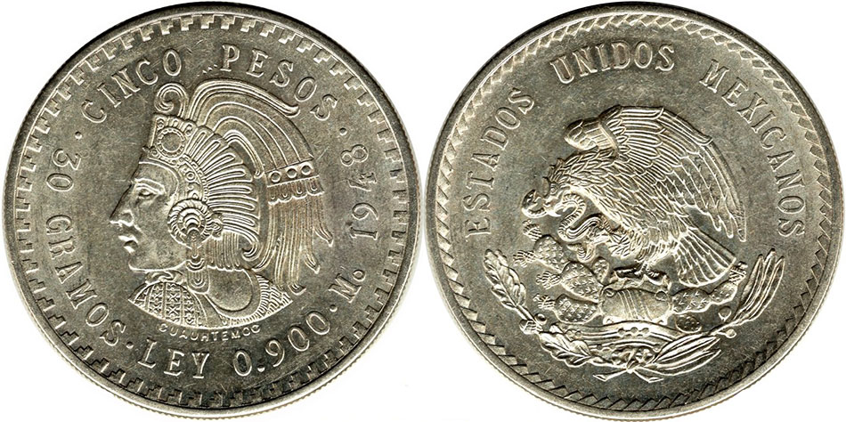 coin Mexico 5 pesos 1948