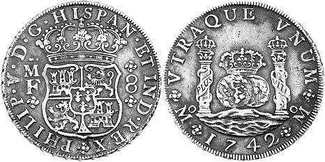 coin Mexico 8 reales 1742