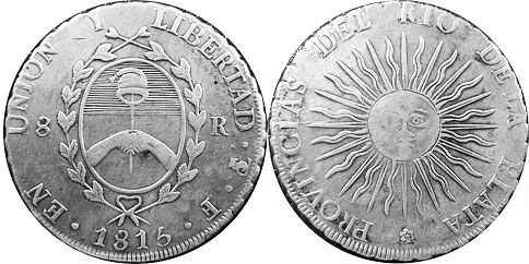 moneda Argentina 8 reales 1815