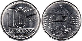 coin Brazil 10 cruzeiros 1992