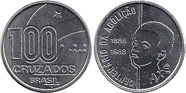 coin Brazil 100 cruzados 1988